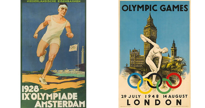 An image of 2 vintage posters promoting the Olympic Games